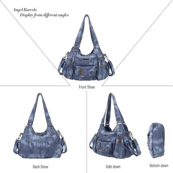 Womens Purses and Handbags PU Leather Shoulder Bag J.blue - Picture 3 of 6